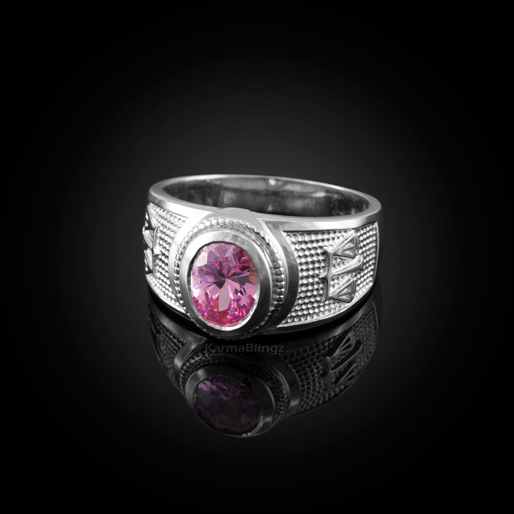 Sterling Silver Libra October Birthstone Pink CZ Ring | Karma Blingz