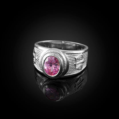 Sterling Silver Libra October Birthstone Pink CZ Ring | Karma Blingz