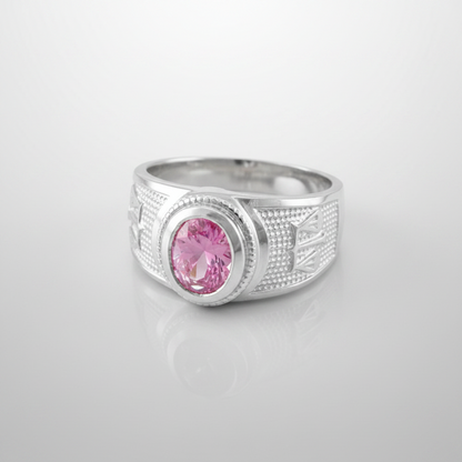 Sterling Silver Zodiac Sign Birthstone CZ Ring 12 Astrology Signs Oval Color Cubic Zirconia