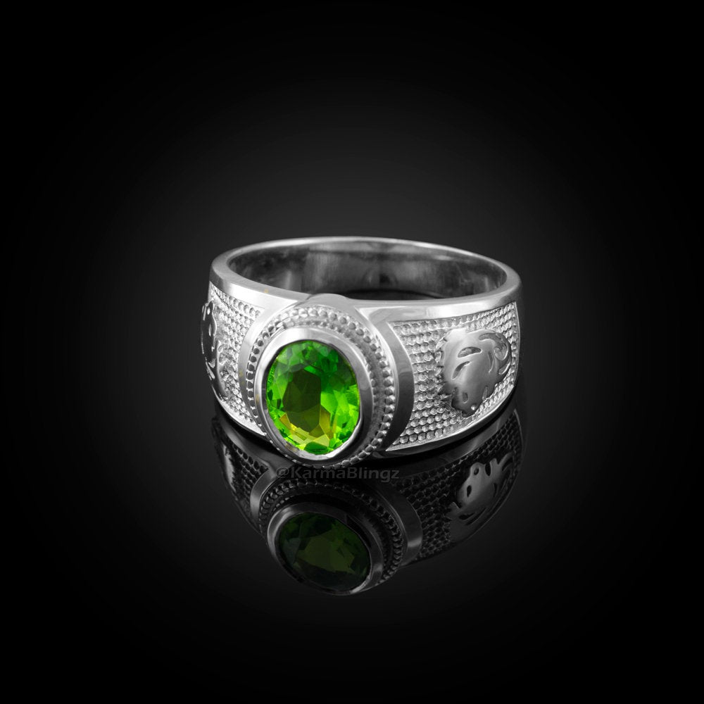Sterling Silver Leo August Birthstone Green CZ Ring | Karma Blingz