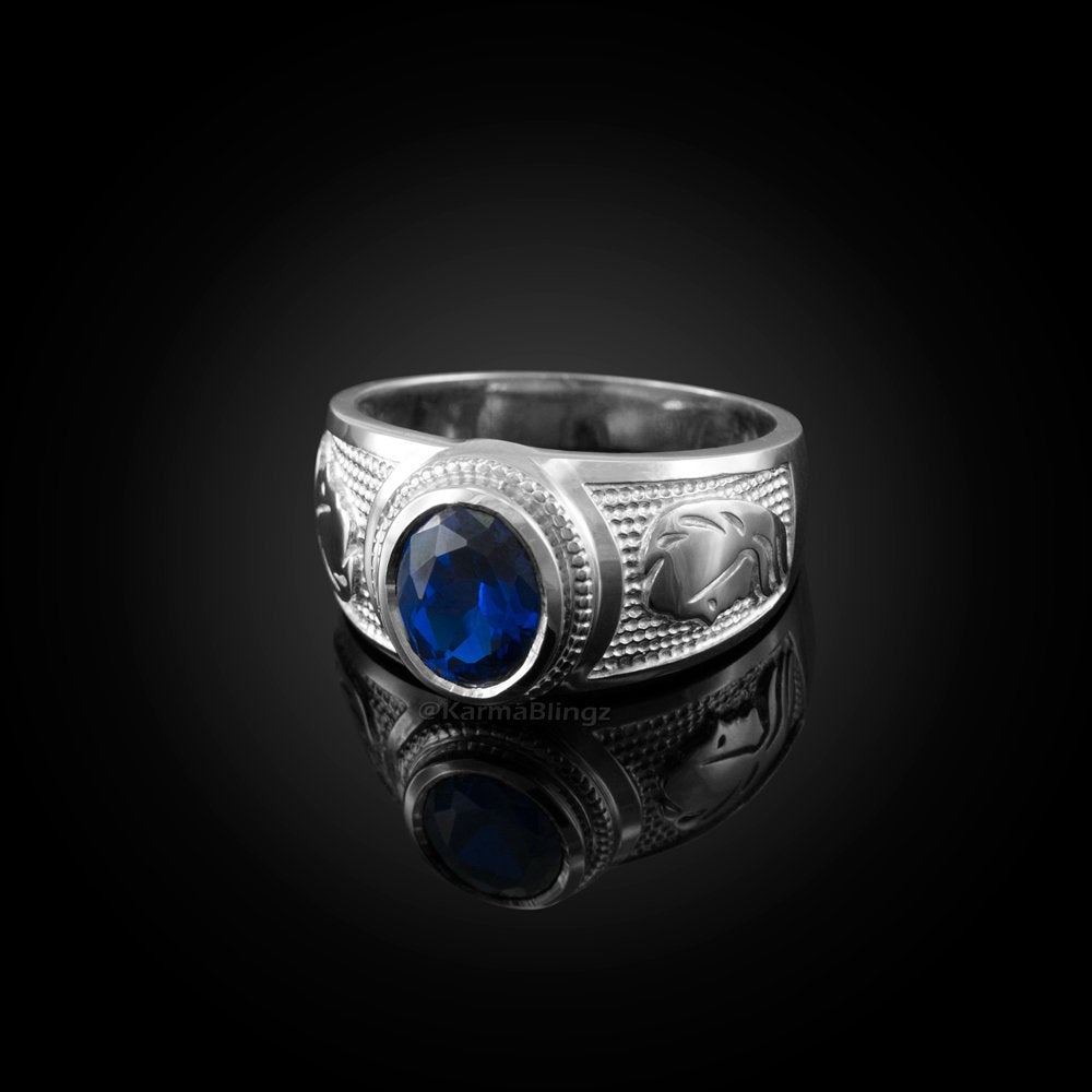 Sterling Silver Virgo September Birthstone Blue CZ Ring | Karma Blingz