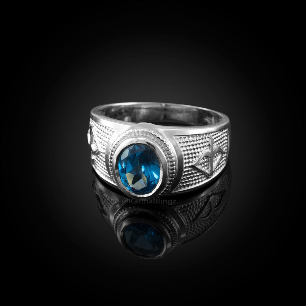 Sterling Silver Sagittarius December Birthstone Blue CZ Ring | Karma Blingz