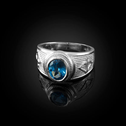 Sterling Silver Sagittarius December Birthstone Blue CZ Ring | Karma Blingz