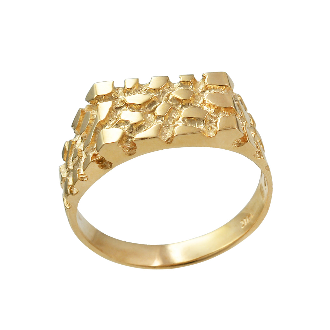 Men's Yellow Gold Rectangular Nugget Ring