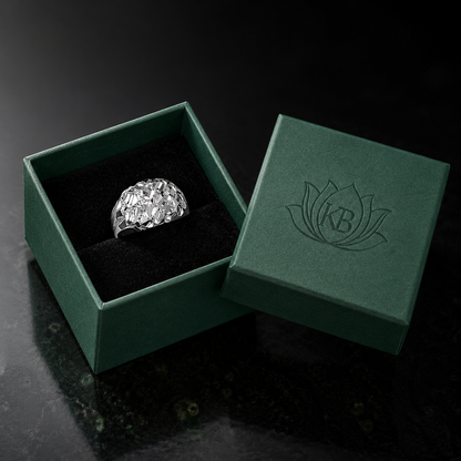 Sterling Silver Sparkle-Cut Midsize Nugget Ring DC Polished Unisex
