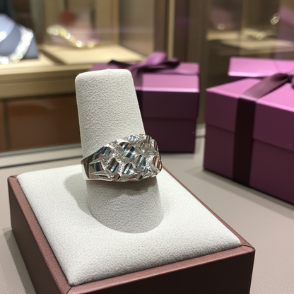 Sterling Silver Sparkle-Cut Midsize Nugget Ring DC Polished Unisex