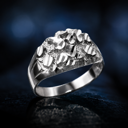 Sterling Silver Sparkle-Cut Midsize Nugget Ring DC Polished Unisex