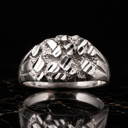Sterling Silver Sparkle-Cut Midsize Nugget Ring DC Polished Unisex