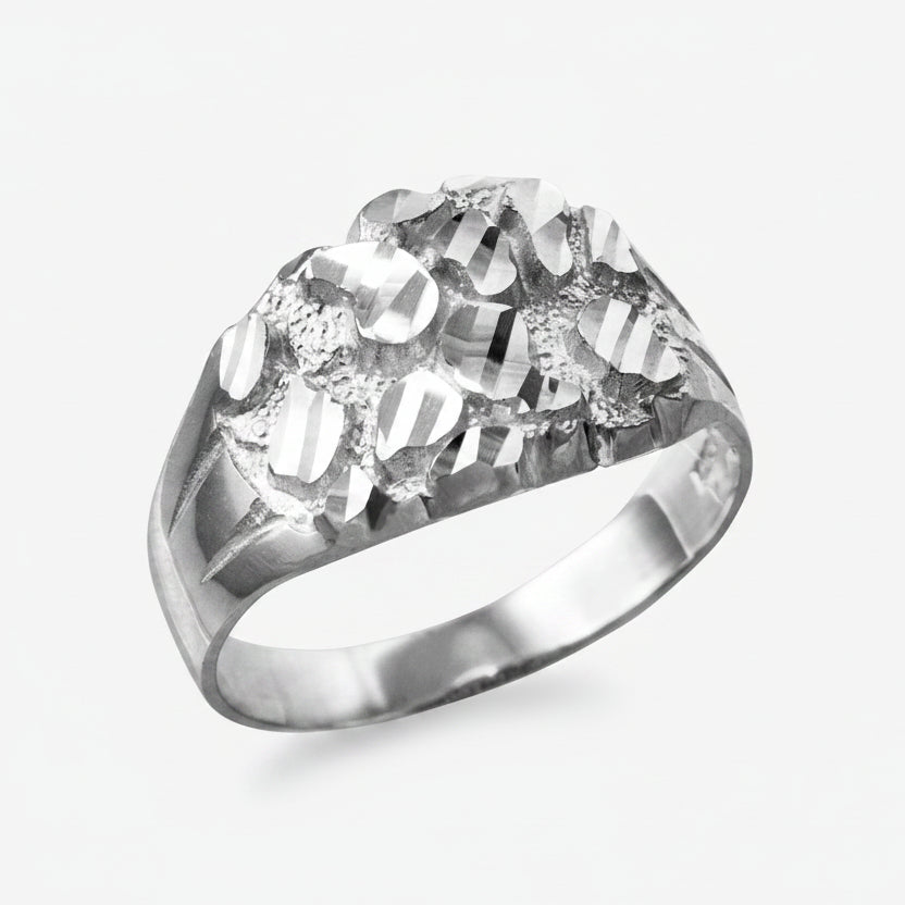 Sterling Silver Sparkle-Cut Midsize Nugget Ring DC Polished Unisex
