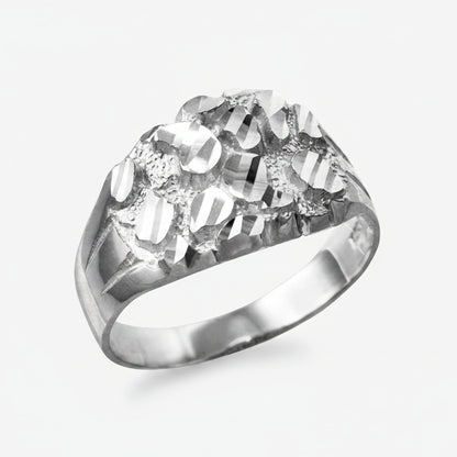 Sterling Silver Sparkle-Cut Midsize Nugget Ring DC Polished Unisex