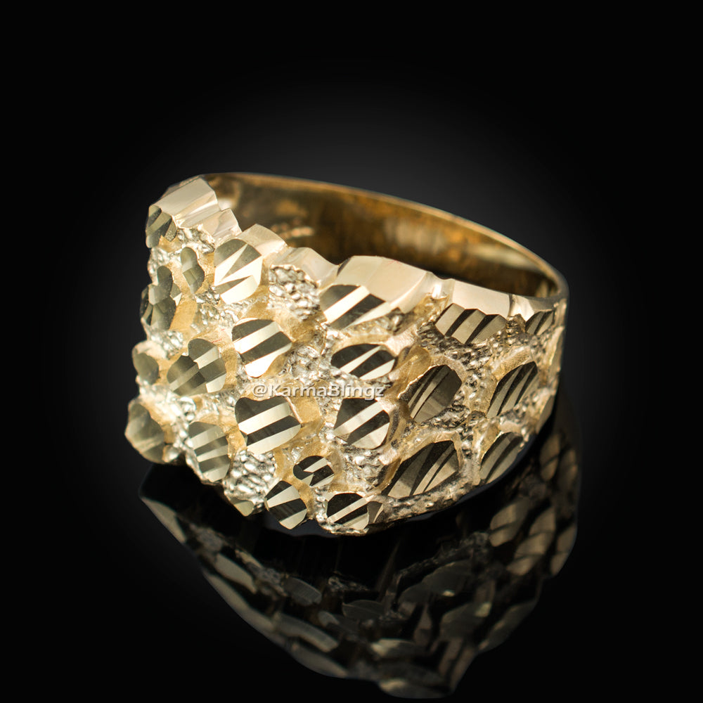 Men's Yellow Gold Square DC Nugget Ring