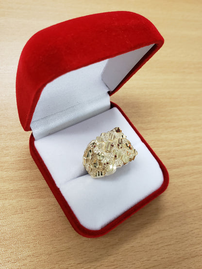 Men's Yellow Gold Square DC Nugget Ring