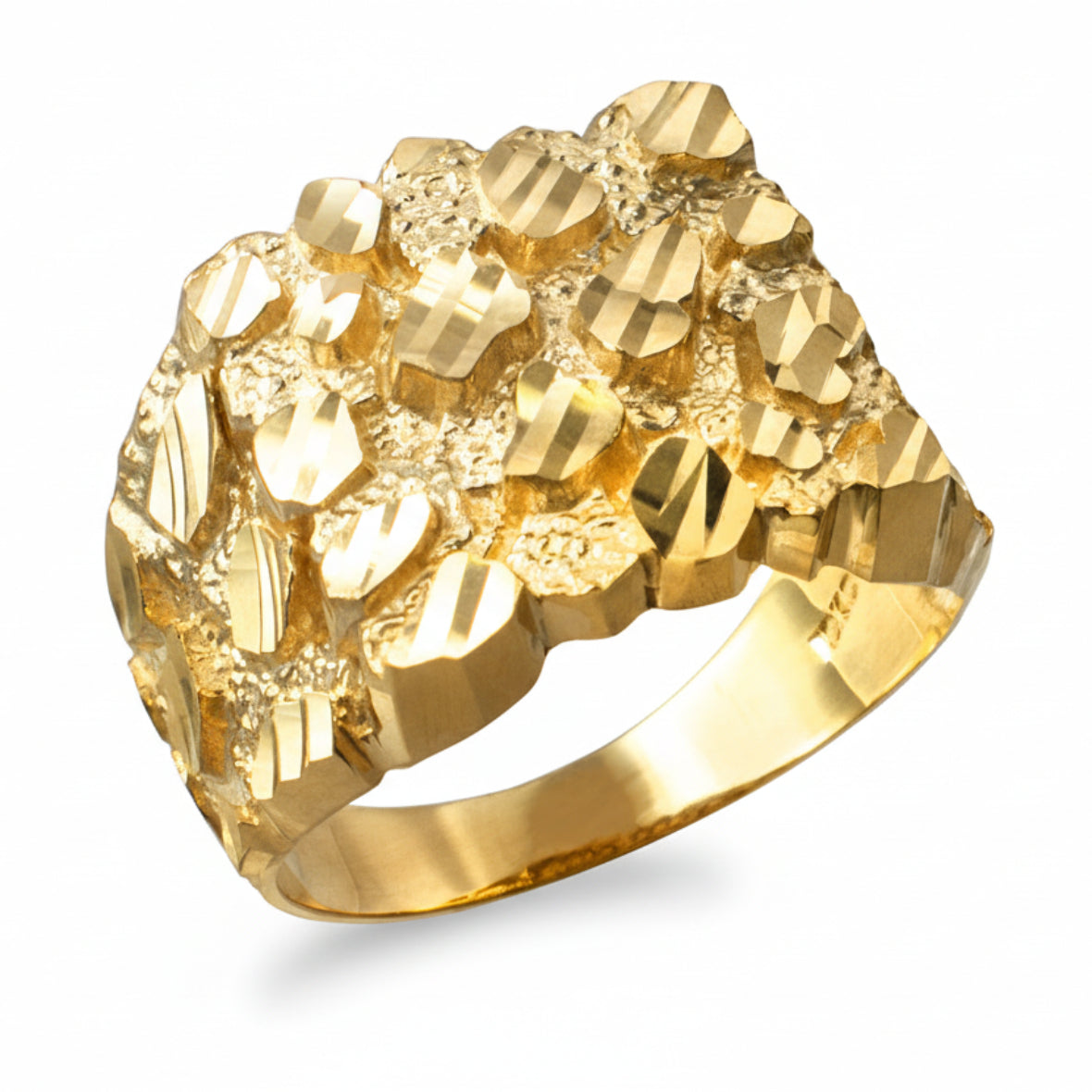 Men's Yellow Gold Square DC Nugget Ring