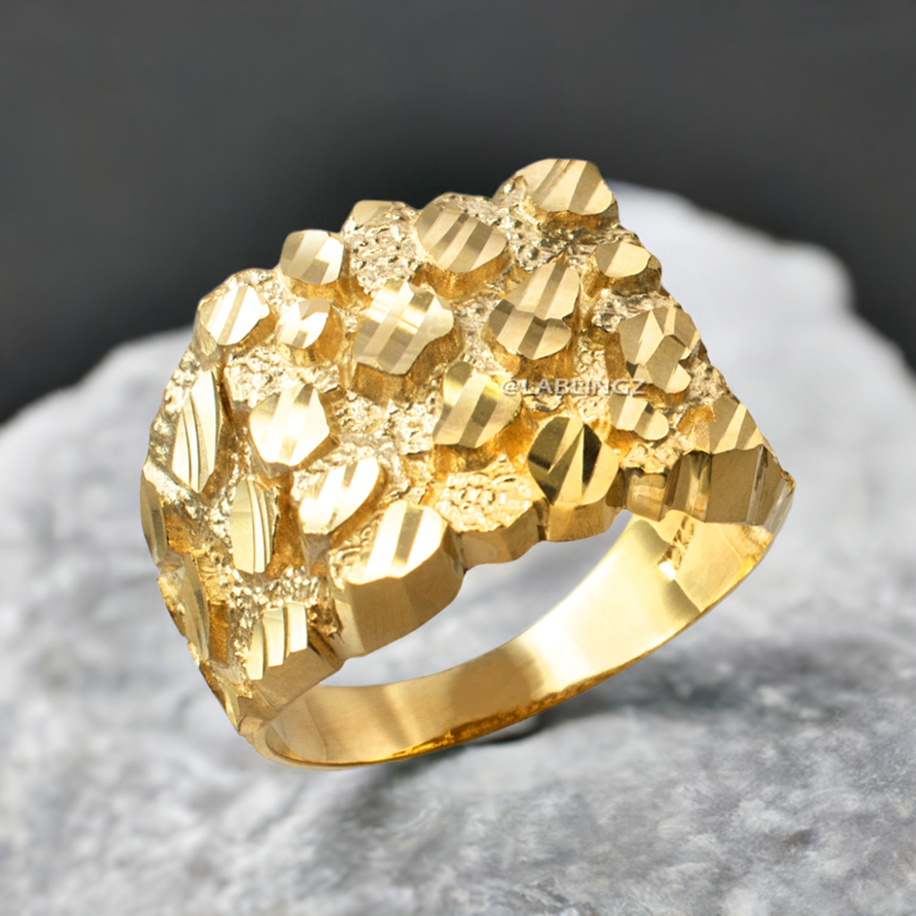 Men's Yellow Gold Square DC Nugget Ring