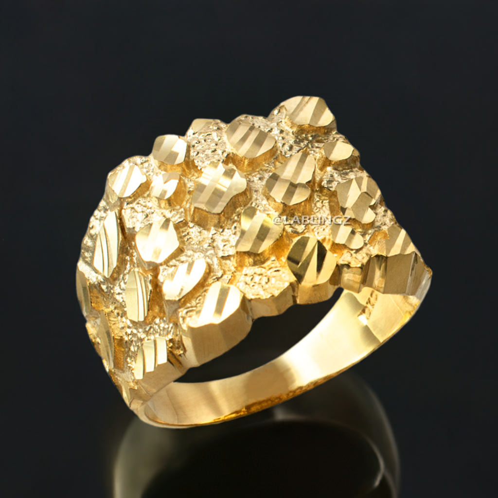 Men's Yellow Gold Square DC Nugget Ring