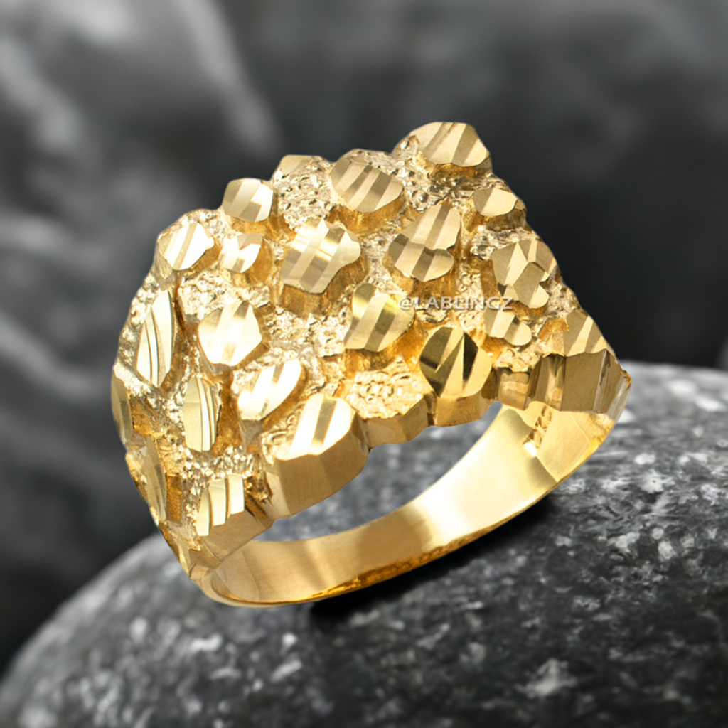 Men's Yellow Gold Square DC Nugget Ring