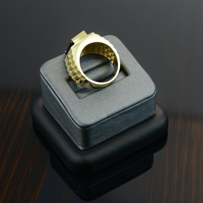 10K Yellow Gold Men's Square CZ Birthstone Ring