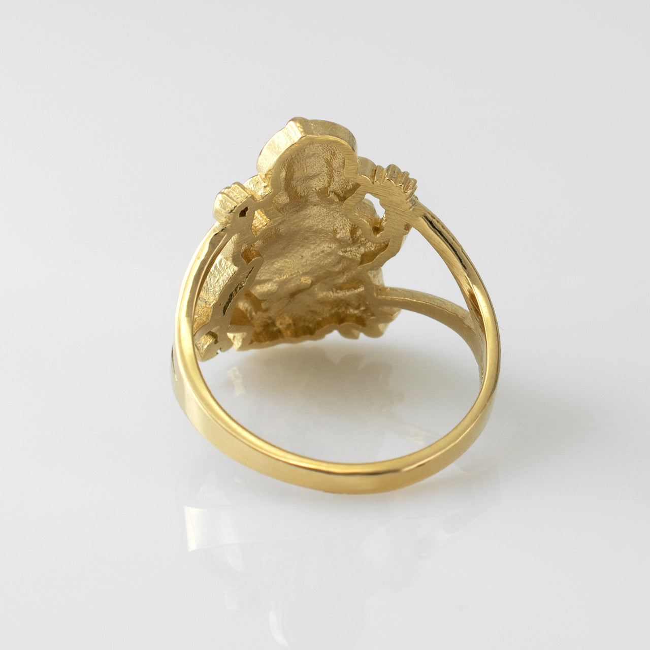 Solid Gold Ganesha Ring – 10K or 14K Yellow White Rose Gold Hindu Ganpati Unisex Yoga Ring