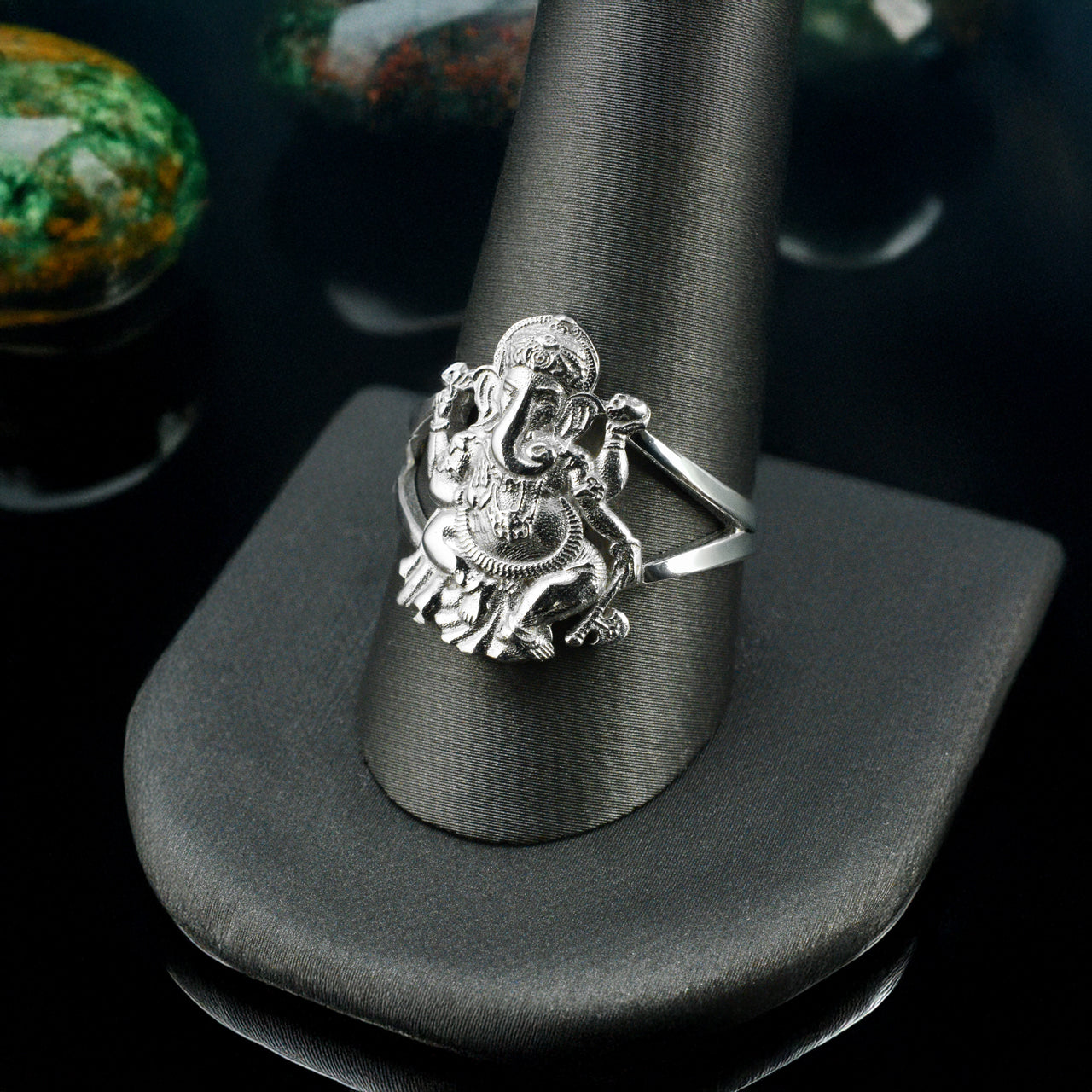 Solid Gold Ganesha Ring – 10K or 14K Yellow White Rose Gold Hindu Ganpati Unisex Yoga Ring