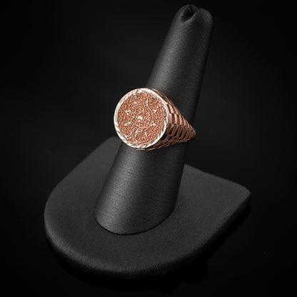 Gold Aztec Mayan Sun Calendar DC Unisex Signet Ring