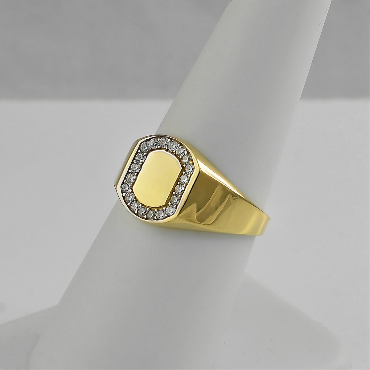 Oval Halo Diamond Signet Pinky Ring detail
