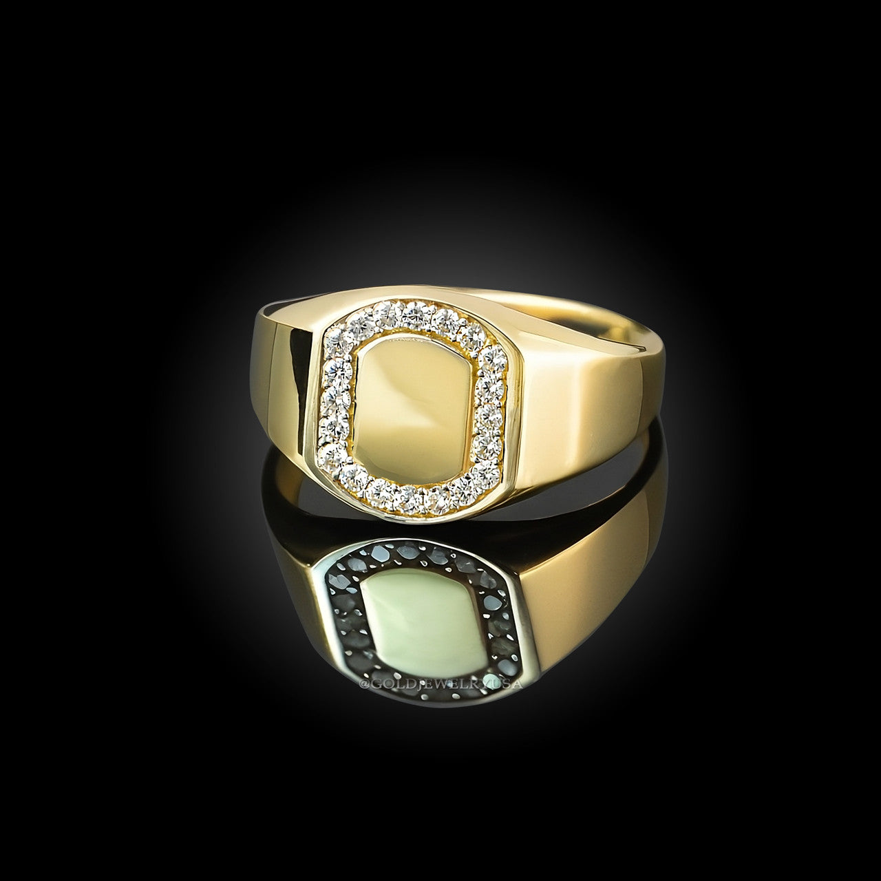 Oval Halo Diamond Signet Pinky Ring