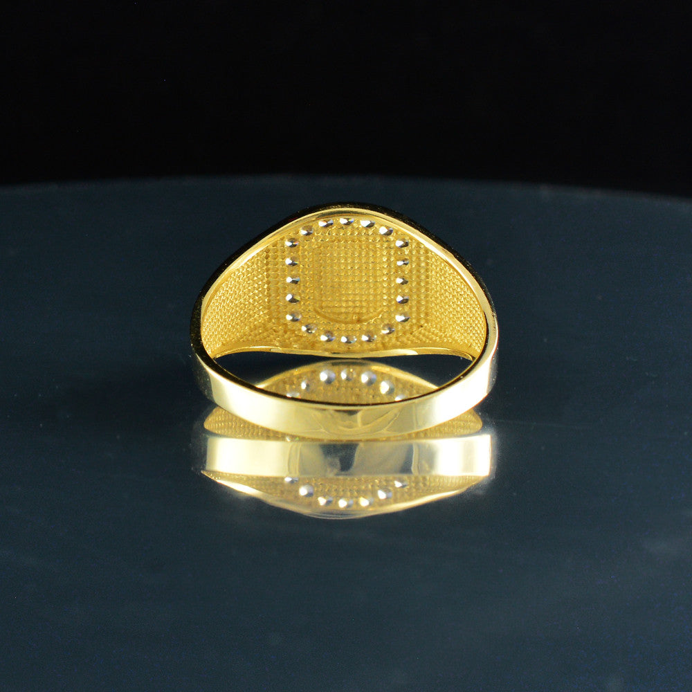 Oval Halo Diamond Signet Pinky Ring - Yellow Gold