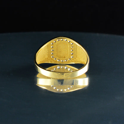 Oval Halo Diamond Signet Pinky Ring - Yellow Gold