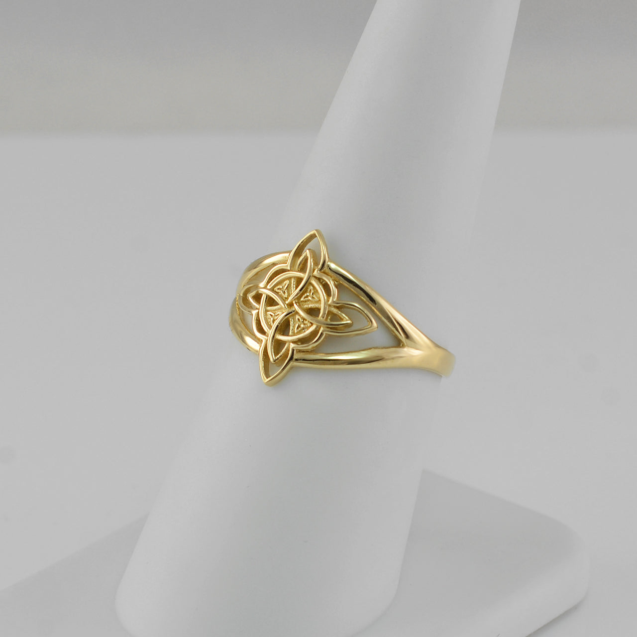 Gold Celtic Trinity Knot Openwork Triquetra Cross Ring for Women Yellow White Rose Gold Karma Blingz