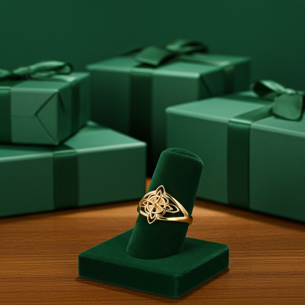 Gold Celtic Trinity Knot Openwork Triquetra Cross Ring for Women Yellow White Rose Gold Karma Blingz