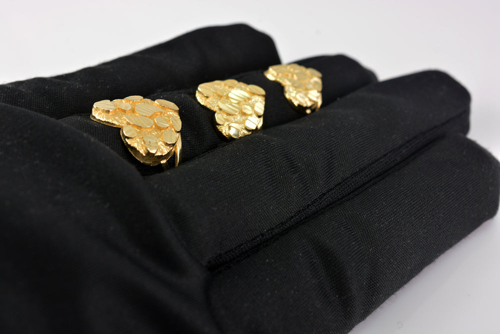 Sparkle Cut Gold Nugget Heart Ring in 10K or 14K Yellow Gold