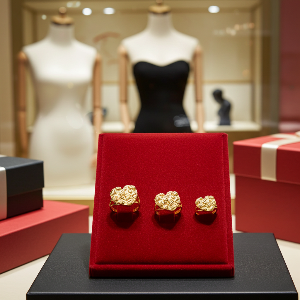 Sparkle Cut Gold Nugget Heart Ring in 10K or 14K Yellow Gold