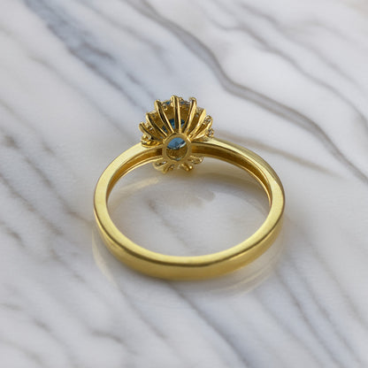 Elegant Yellow Gold Birthstone CZ Engagement Promise Ring, 10K 14K, All Birthstones
