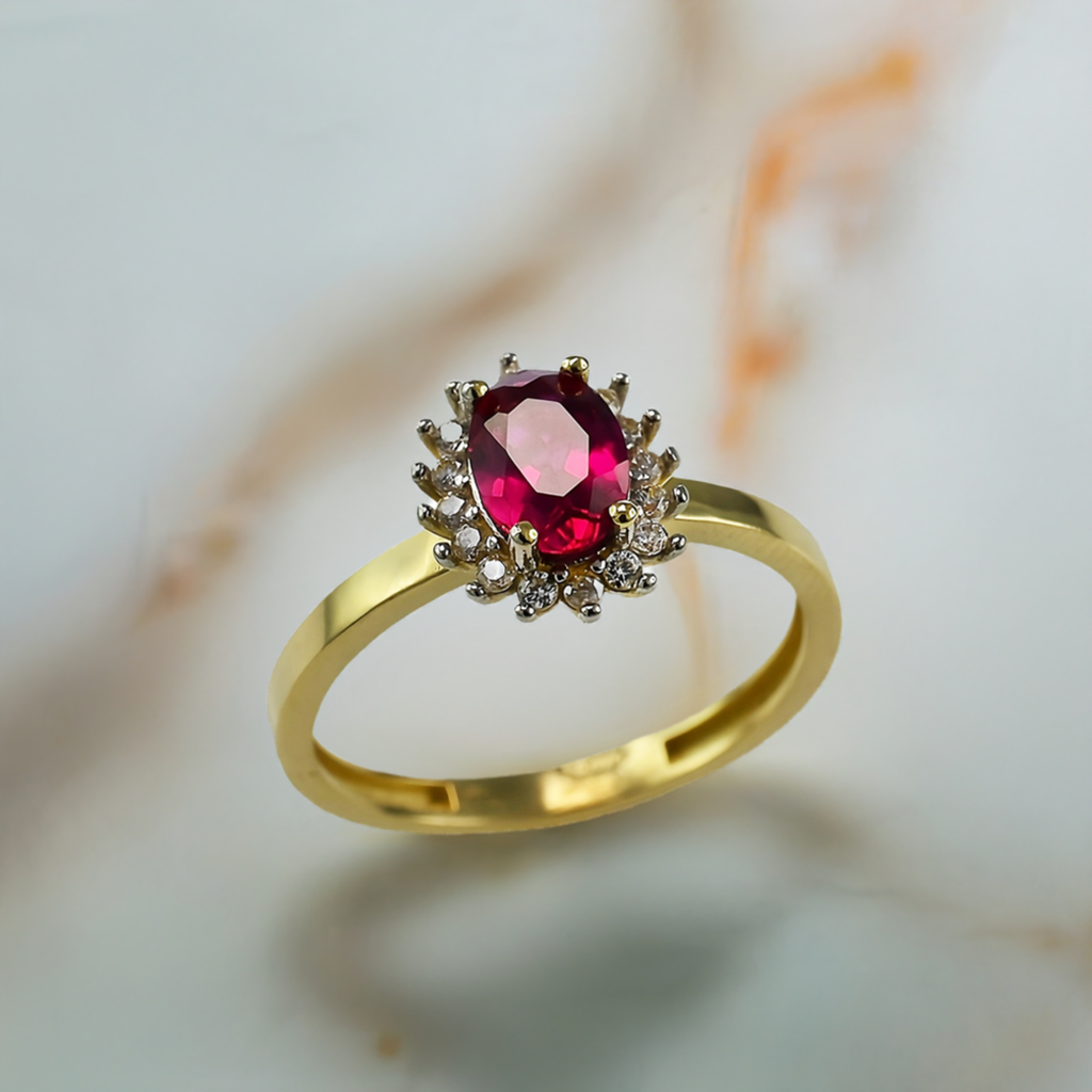 Elegant Yellow Gold Birthstone CZ Engagement Promise Ring, 10K 14K, All Birthstones