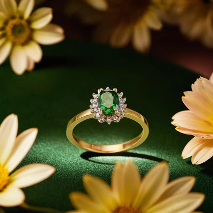Elegant Yellow Gold Birthstone CZ Engagement Promise Ring, 10K 14K, All Birthstones
