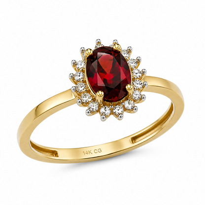 Elegant Yellow Gold Birthstone CZ Engagement Promise Ring, 10K 14K, All Birthstones
