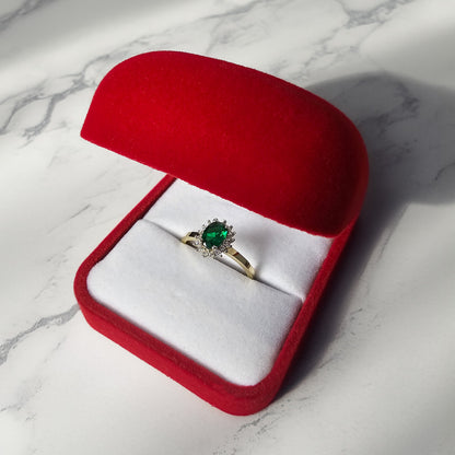 Elegant Yellow Gold Birthstone CZ Engagement Promise Ring, 10K 14K, All Birthstones