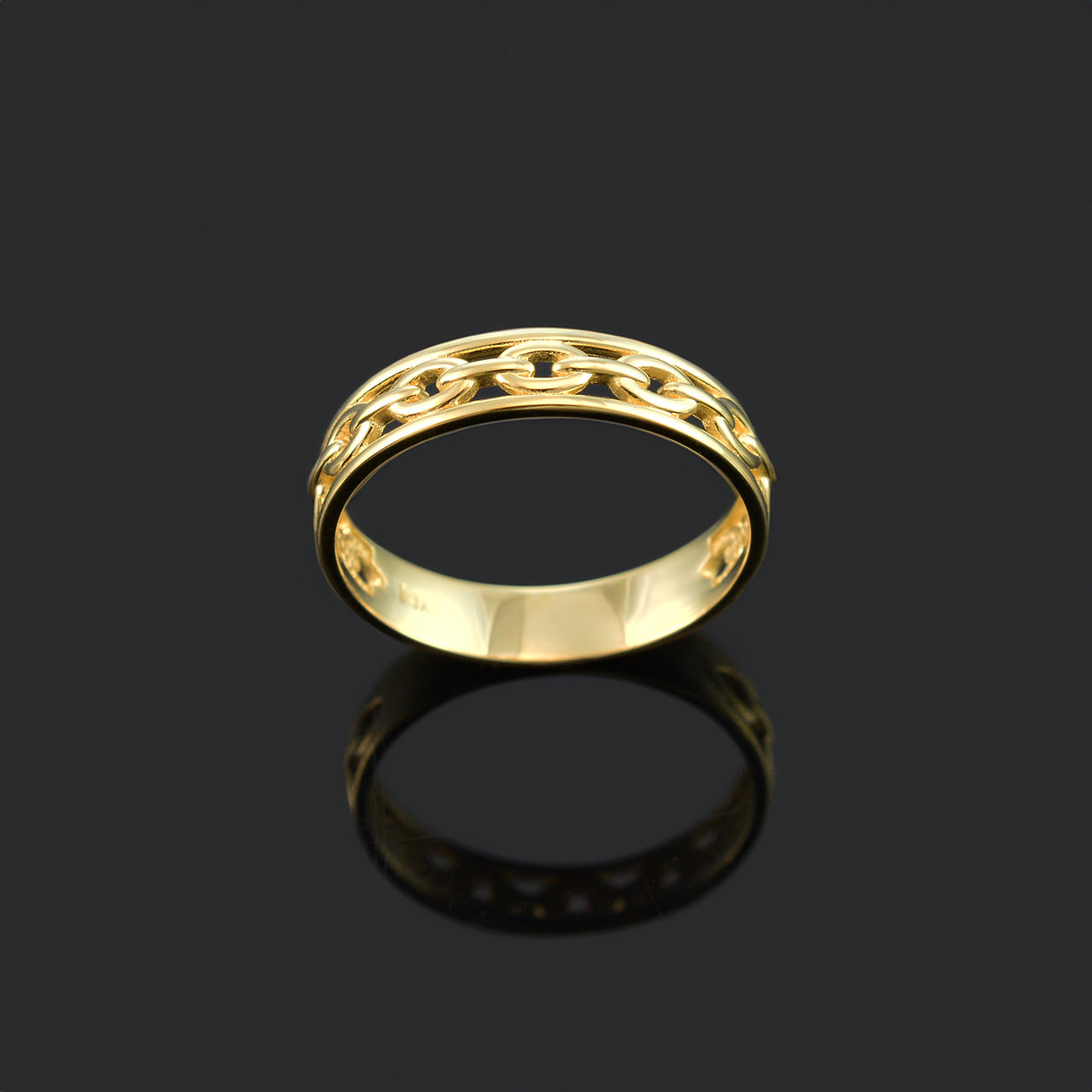 Gold Openwork Link Chain Ring Band