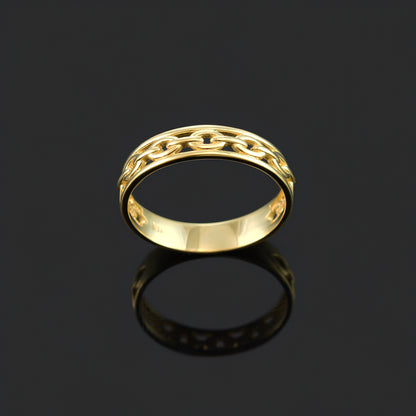 Gold Openwork Link Chain Ring Band