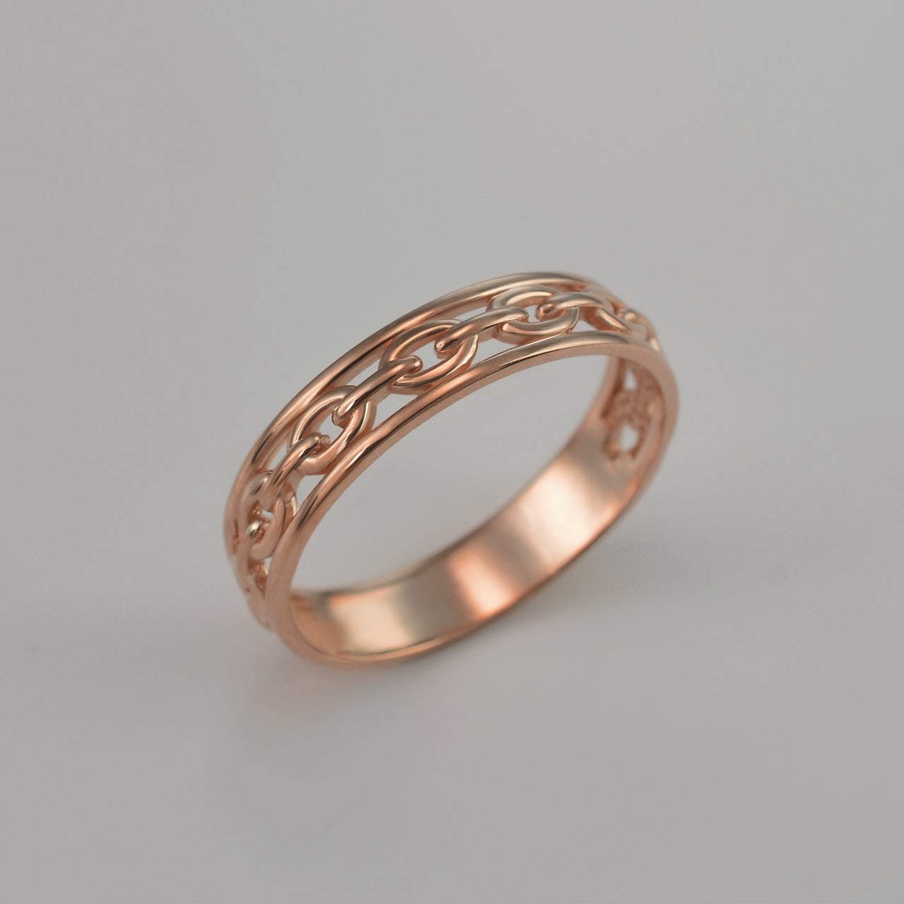 Gold Openwork Link Chain Ring Band