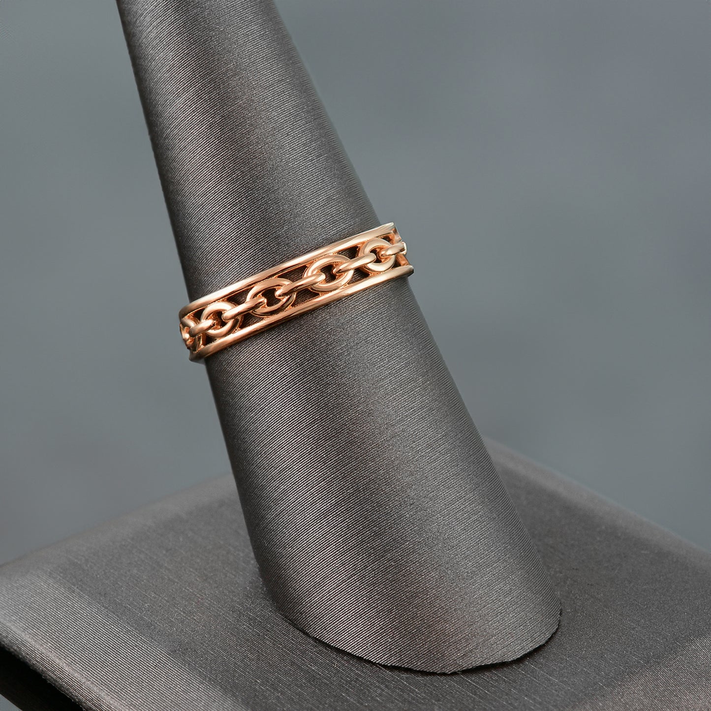 Gold Openwork Link Chain Ring Band