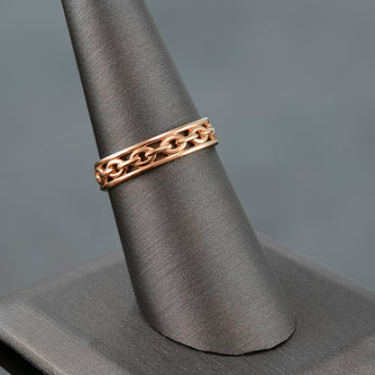 Gold Openwork Link Chain Ring Band