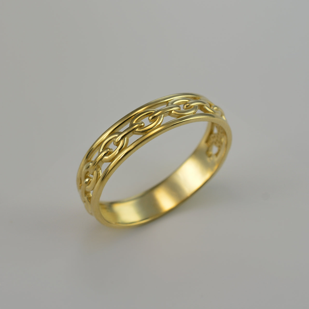 Gold Openwork Link Chain Ring Band