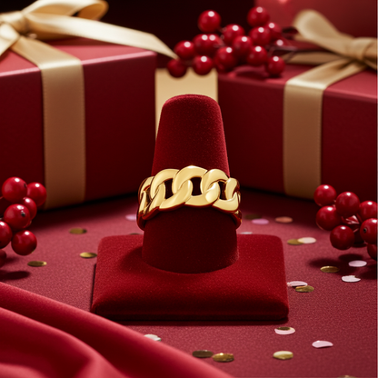 Gold Cuban Link Chain Unisex Ring