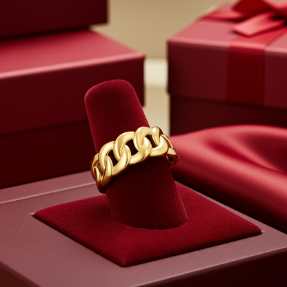 Gold Cuban Link Chain Unisex Ring
