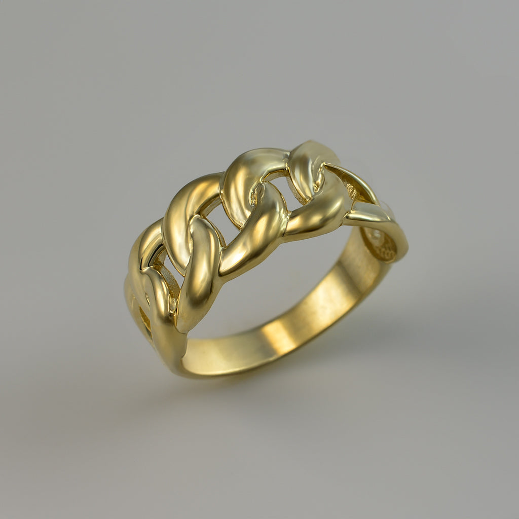 Gold Cuban Link Chain Unisex Ring