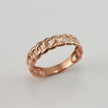 Elegant Gold Cuban Link Chain Unisex Ring 5mm (10k/14k, Yellow, White, Rose gold)