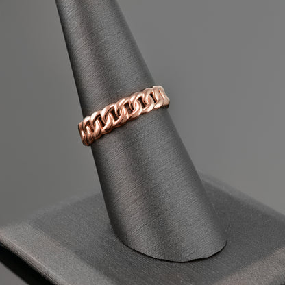 Elegant Gold Cuban Link Chain Unisex Ring 5mm (10k/14k, Yellow, White, Rose gold)
