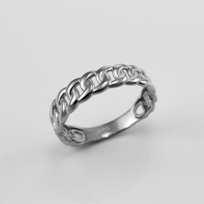 Elegant Gold Cuban Link Chain Unisex Ring 5mm (10k/14k, Yellow, White, Rose gold)