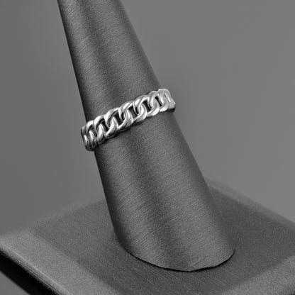 Elegant Gold Cuban Link Chain Unisex Ring 5mm (10k/14k, Yellow, White, Rose gold)